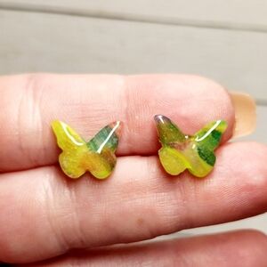Yellow and Green Butterfly Earrings